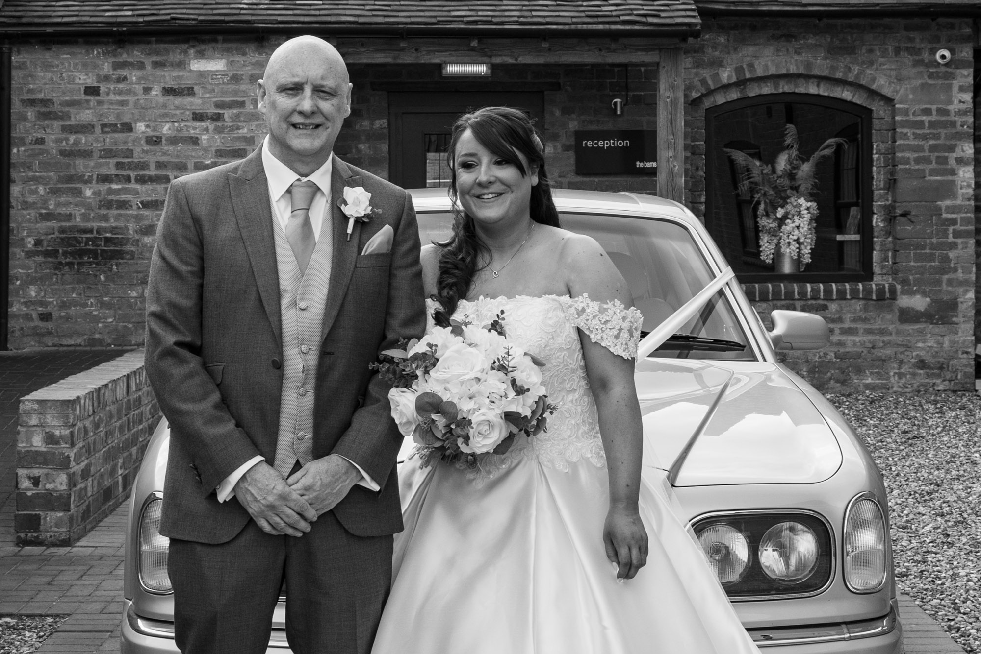 Bride and her father at The Barns Hotel Cannock
