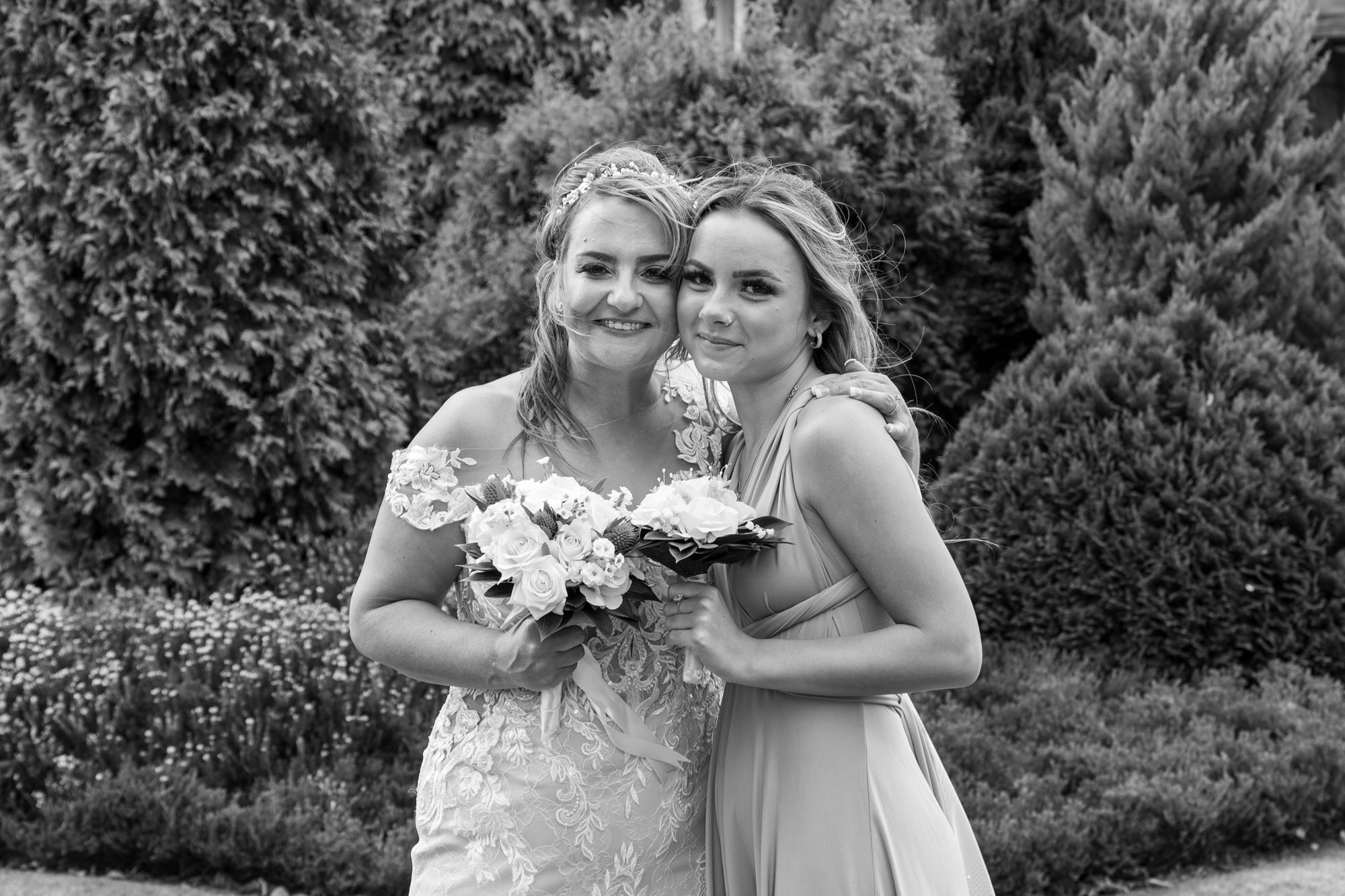 Bride with daughter at wedding at Waterton Park Hotel in Wakefield